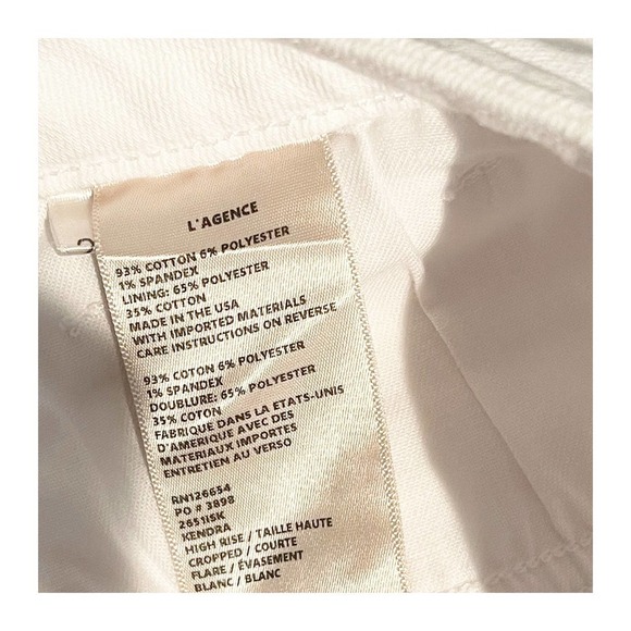 L'agence Kendra High-Rise Cropped Flare Leg Jeans White Women's Size 27 NWOT - Picture 9 of 9